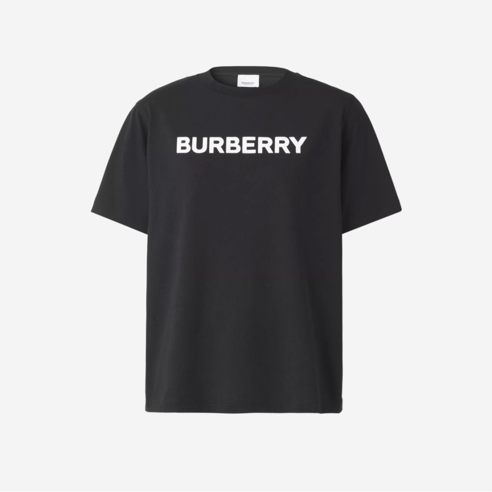 (W) 버버리 로고 프린트 코튼 티셔츠 블랙 8055251