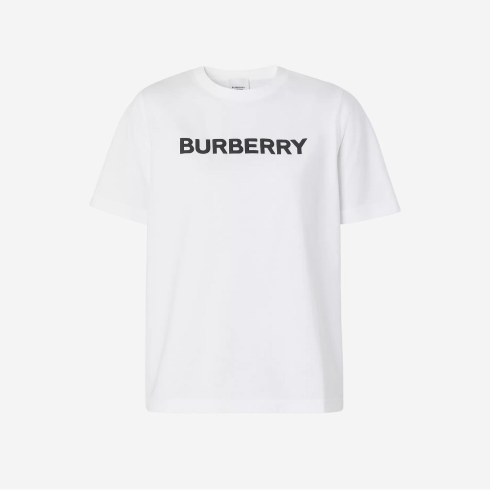 (W) 버버리 로고 프린트 코튼 티셔츠 화이트 8056724